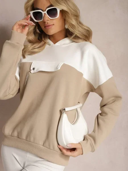 Bluza z Kapturem i Łańcuszkiem Ambriella beżowa