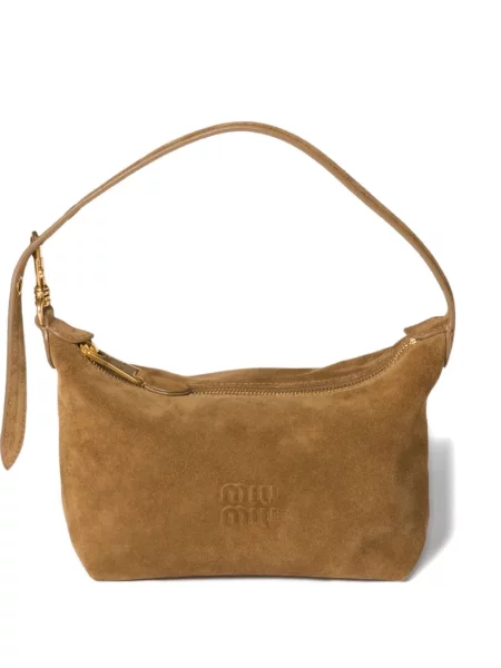 Geantă Miu Miu din piele de căprioară maro