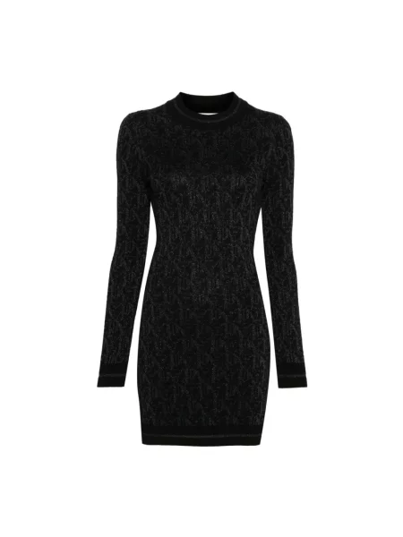 Dzianinowa mała sukienka mini Palm Angels garniturowa czarna