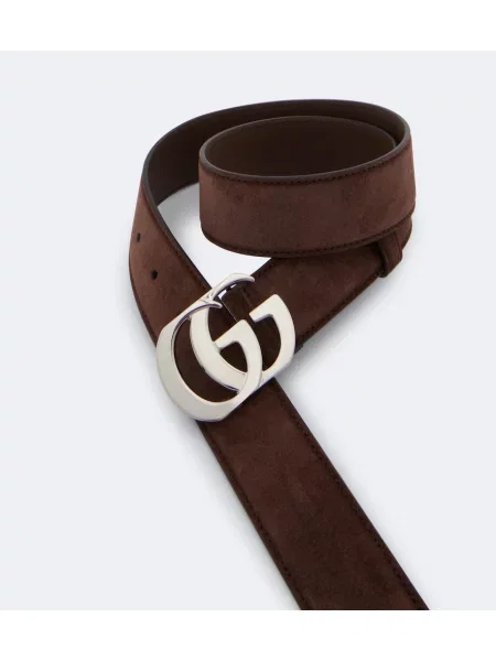 Cu centură curea Gucci din piele de căprioară maro
