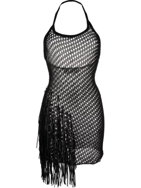 Rochie mini 1017 Alyx 9sm cu franjuri de costum negru