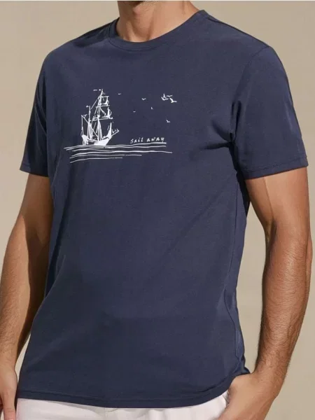 Sinsay Tričko s ozdobným potiskem námořnická modrá