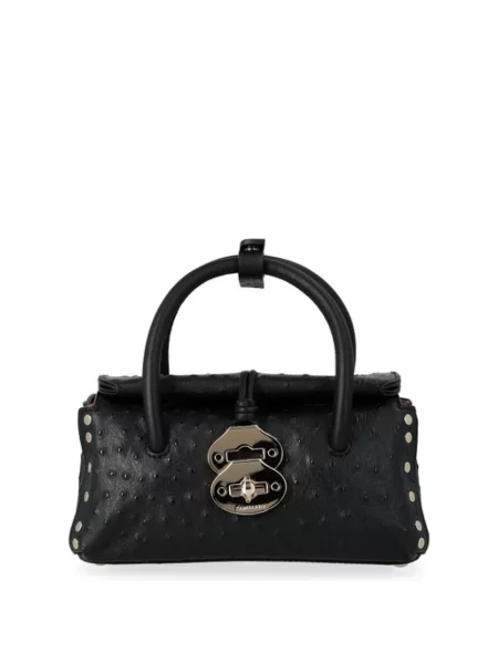 Mała torebka skórzana Zanellato skórzana czarna