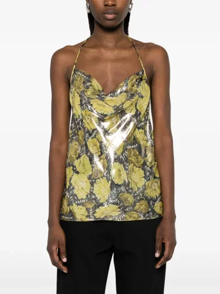 Bluzka w kwiaty Valentino Garavani w kwiatki z nadrukiem żółta