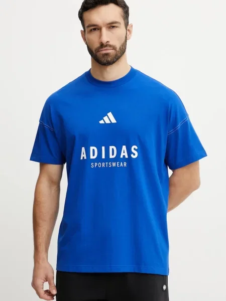 Тениска adidas ALL SZN Graphic с принт синьо