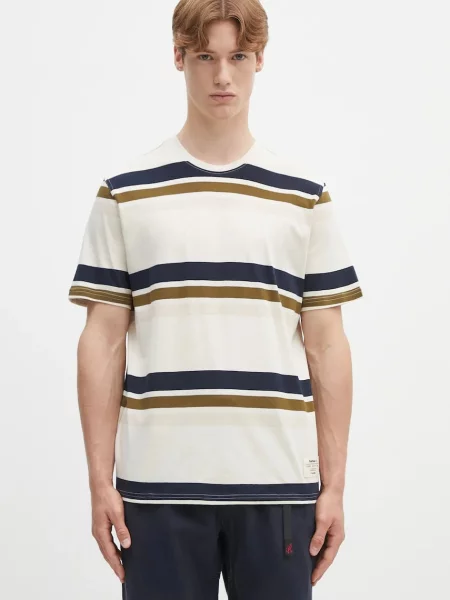 Barbour tricou din Golborne Stripe Relaxed Fit T-Shirt cu imprimeu bej