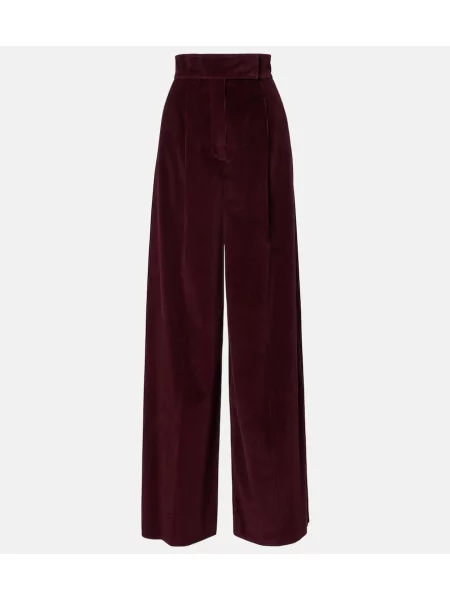 Панталон Max Mara с висока талия от рипсено кадифе винено червено