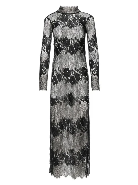 Rochie maxi Ana Radu cu model floral din dantelă lungă negru