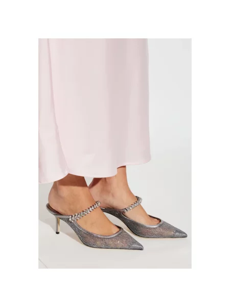 Klapki Jimmy Choo skórzane szare