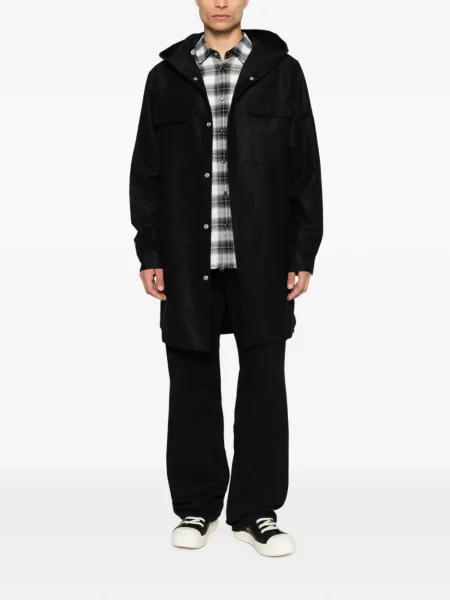 Palton Rick Owens cu glugă negru