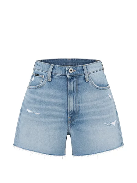 Pantaloni scurți din denim Pepe Jeans zdrențuiți în linie A albastru
