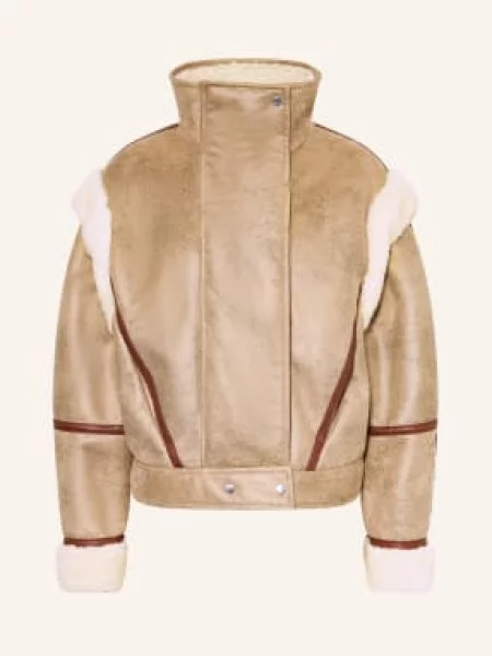 Boss Kurtka Cheerlea W Stylu Skórzanym Z Odpinanymi Rękawami braun pomarańczowa