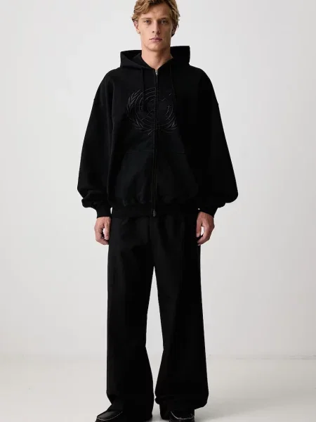 Vetements Embroidered Front μπλούζα με κουκούλα και ανδρική μαύρο