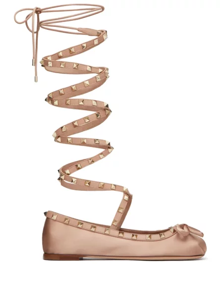 Balerini Valentino Garavani din satin roz