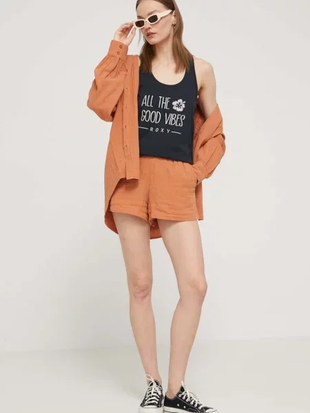 Къс панталон Billabong Day Tripper с изчистен дизайн с висока талия оранжево