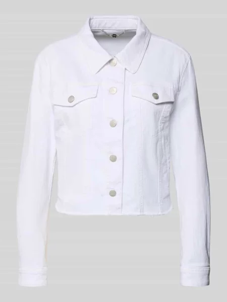 Kurtka jeansowa z brustaszą i frędzlami Marc Cain biała