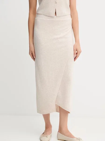 OUI fustă de lână maxi creion bej