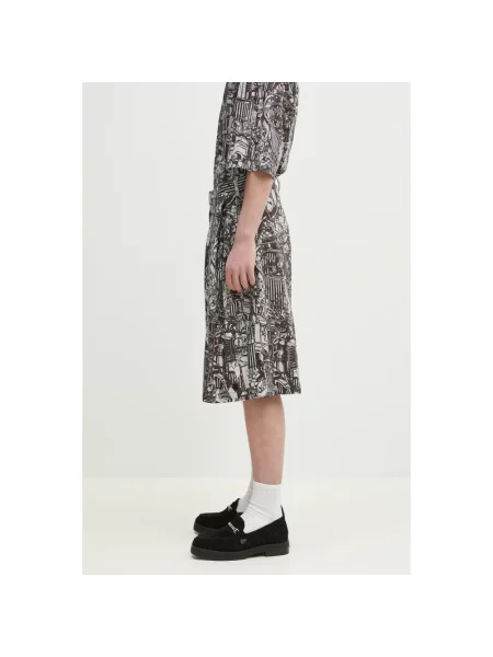 Marcelo Burlon szorty Aop Mech Pajama Shorts Dark Grey Medium szare