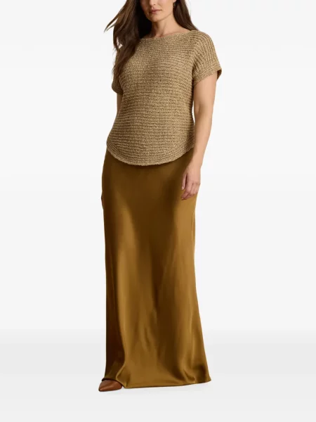 Fusta maxi Lauren Ralph Lauren din satin maro
