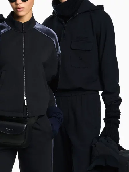Бомбер Emporio Armani темно-синій бавовна/поліестер/еластан синій