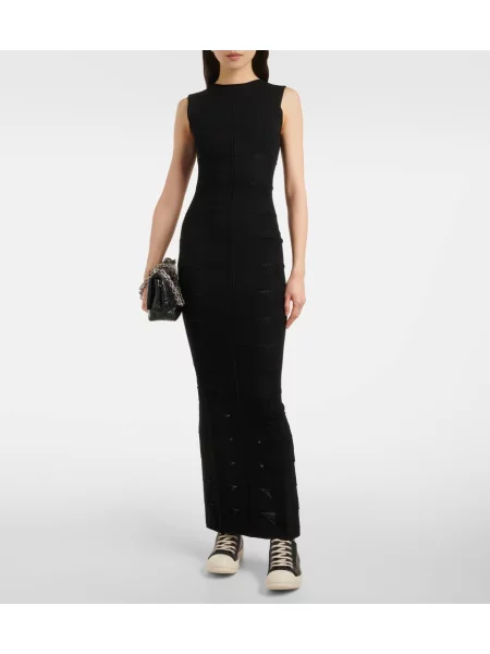 Rochie maxi Rick Owens din jerseu de costum negru