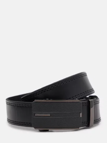 Шкіряний ремінь Borsa Leather з ремінцями чорний