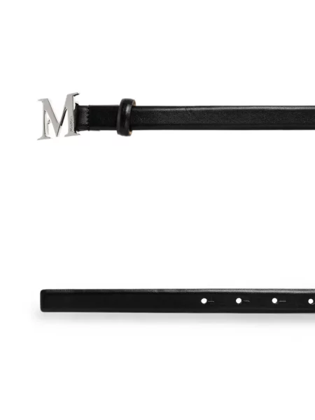 Curea Max Mara din piele cu autograf negru