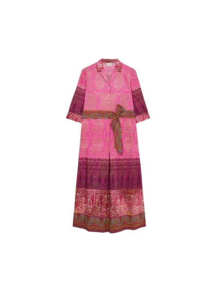 Sukienka koszulowa Pierre Louis Mascia elegancka do kolan różowa
