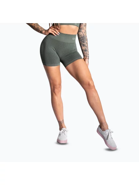 Дамски шорти за тренировка Gym Glamour Seamless каки зелено