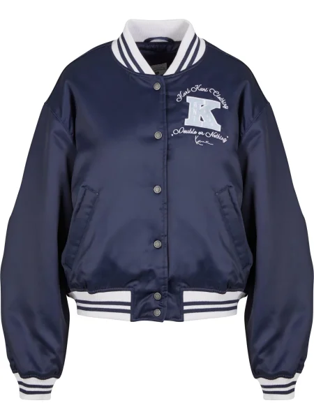 Karl Kani Geacă de primăvară-toamnă Signature Bowling albastru noapte / negru alb