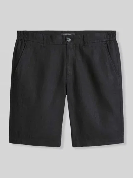 Szorty o kroju regular fit z czystego lnu model RESO JOGGER' Marc O'polo czarne
