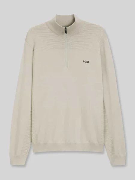 Sweter o kroju regular fit z dodatkiem żywej wełny model KN_Momentum-X QZ' Boss Green beżowy