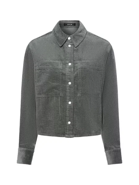 Opus sztruksowa bluzka koszulowa Kobiety Sztruks jednolity S zielony