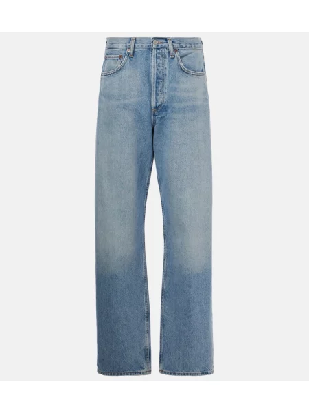 Proste jeansy Agolde z wysoką talią niebieskie