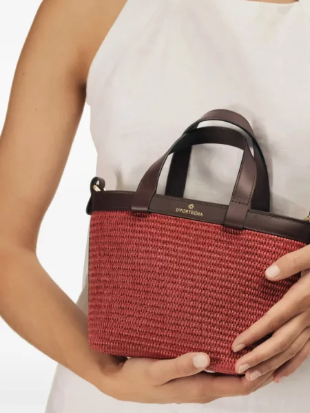 Geantă shopper La Portegna din piele roșu