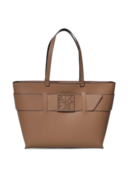 Geantă Armani Exchange cu autograf maro