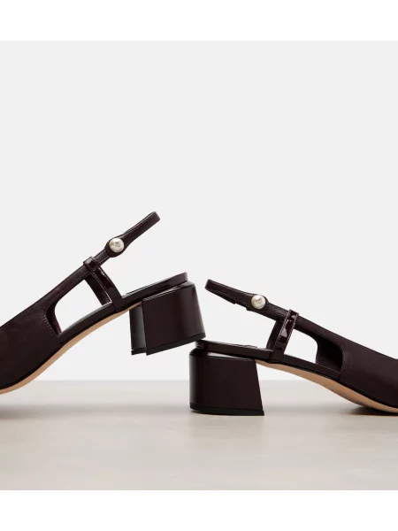 Pantofi cu toc Jimmy Choo din piele slingback bordo