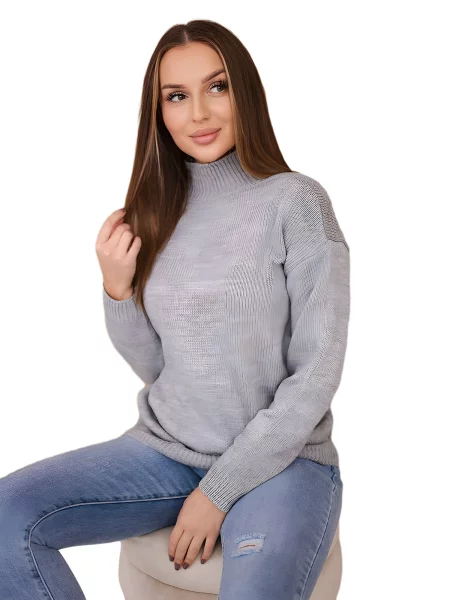 Svetr s vysokým výstřihem šedý