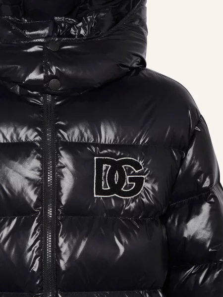 Dolce & Gabbana Kurtka Puchowa Z Odpinanym Kapturem schwarz czarna