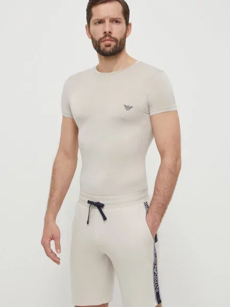 Футболка лаунж Emporio Armani Underwear з принтом бежевий