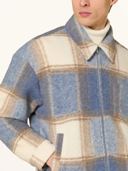 Reiss Flanelová Přebírací Bunda Morton tmavě modrá krémová béžová