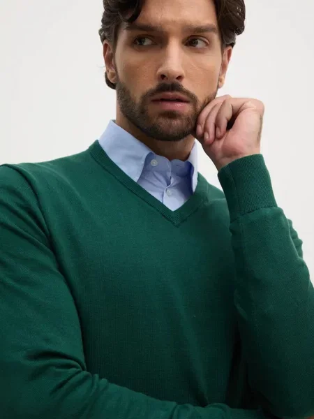 Bombažen pulover Tommy Hilfiger zelena