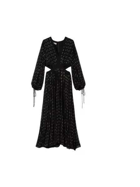 Haftowana sukienka maxi Twinset czarna