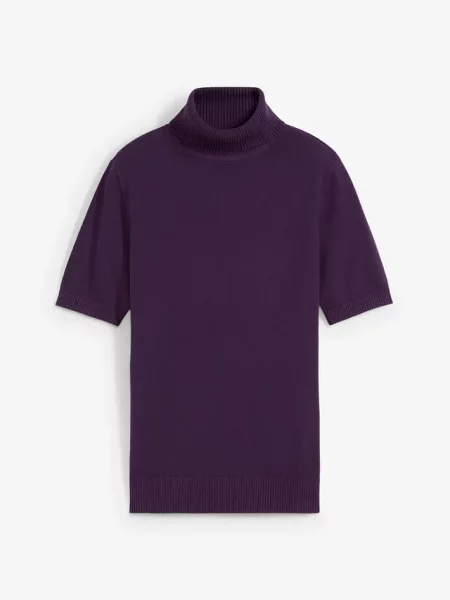 Sweter z golfem krótki rękaw fioletowy