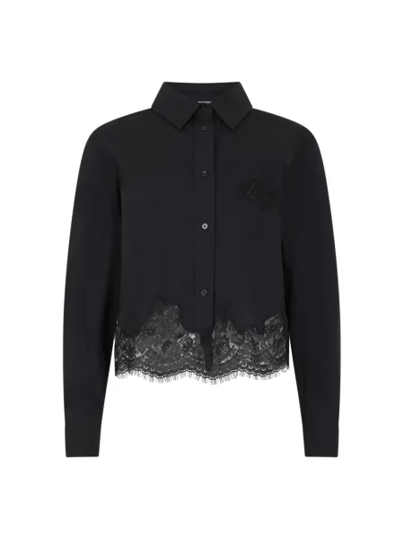 Koszula Philipp Plein koronkowa o skróconej długości czarna