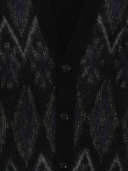 Cardigan Juun.j zdrențuiți cu model argyle negru