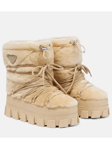 Botine Prada din piele bej