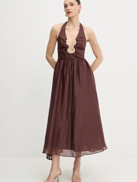 Bardot sukienka brązowa