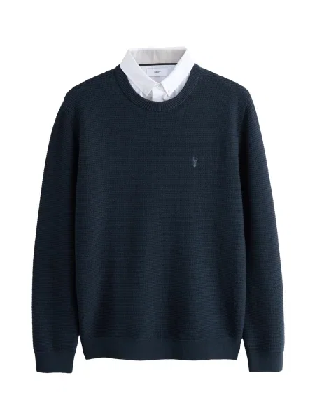 Next Pulover bleumarin alb