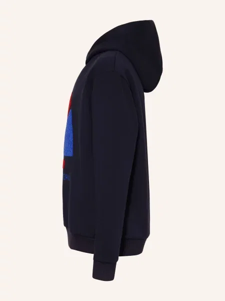 Petit Bateau Mikina S Kapucí tmavě modrá neonově žlutá červená